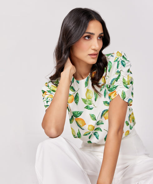 Short Sleeve Chiffon Printed Top